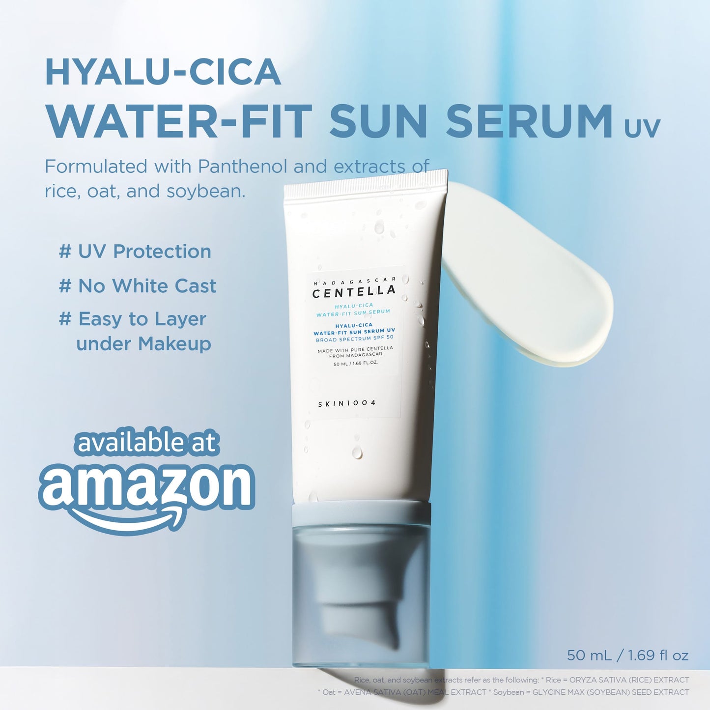 SKIN1004 Cleanser [AMAZON] Hyalu-Cica Water-Fit Sun Serum UV